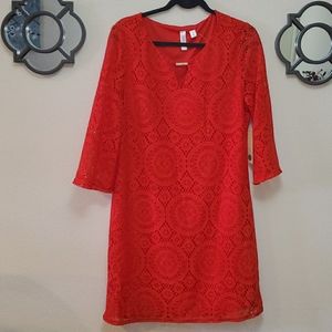 CROCHET KNIT RED DRESS